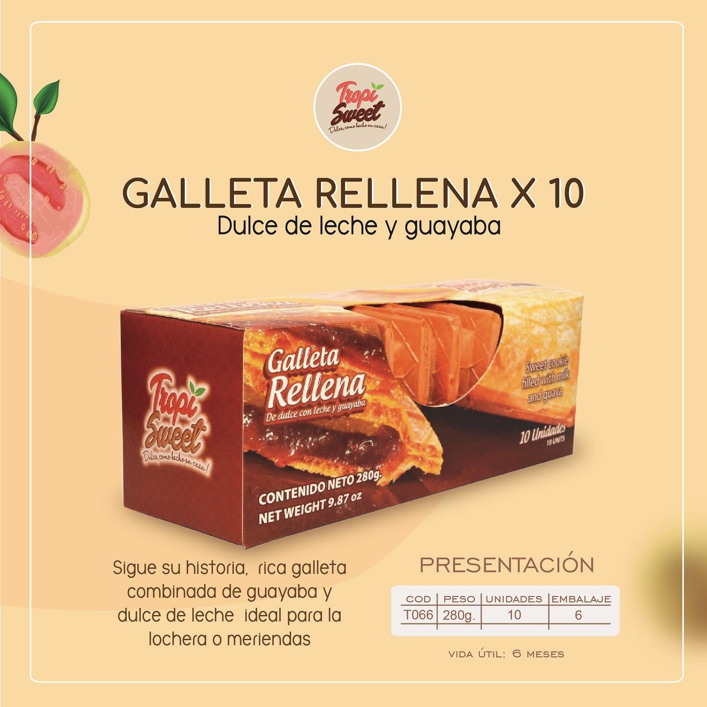 GALLETIN RELLENO DULCE DE LECHE Y GUAYABA (10 Unid)